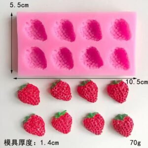 Strawberry Luxe Bites – 8-Cavity 3D Silicone Candy & Chocolate Mold Tray (70g, 10.5cm, 1.4cm Depth)