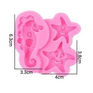 OceanCharm Trio 3D Candy & Chocolate Silicone Mold (Seahorse + Starfish Cavities)