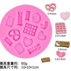 CandyMedley Artisan – 3D Round Chocolate & Gummy Silicone Mold Tray (60g, 10×10×1 cm, Multi-Shape Cavities)