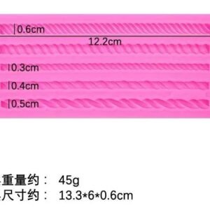 RopeTwist Elegance – Multi-Length Candy Bar Silicone Mold Tray (45g, Braided & Scalloped Cavities)