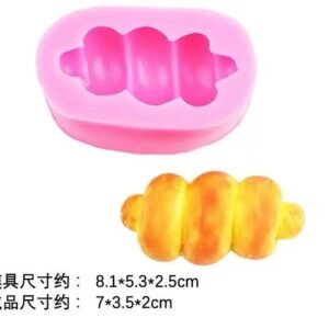 2-Cavity 3D Croissant Silicone Candy & Chocolate Mold (Pink, 8.1×5.3×2.5 cm)