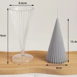 Ribbed Cone Pillar Candle Mold (15.4cm Tall, 8cm Base Width)
