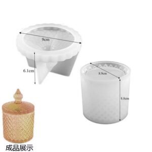 Round Column Resin & Gypsum Silicone Mold (Patterned Container Series)