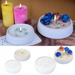 Round Ribbed Candle & Soap Mold (Wide Shallow Form)