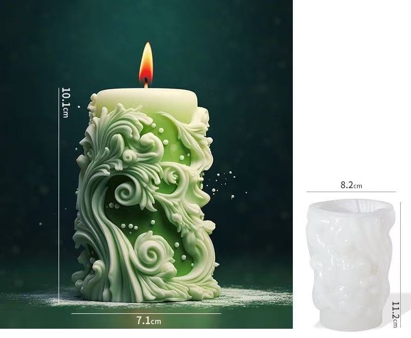 Green Relief Pillar Candle Mold