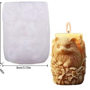 Hedgehog Floral Pillar Silicone Candle Mold