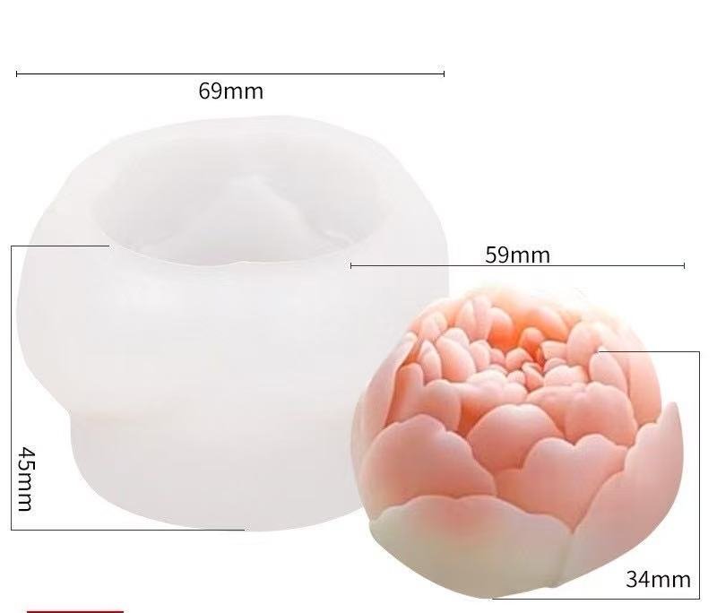 Peony Bloom Round Silicone Candle Mold