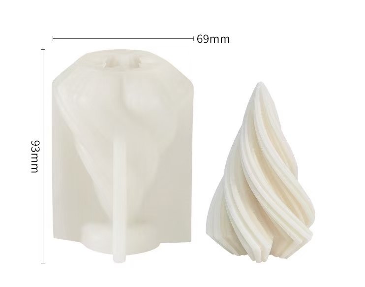 Spiral Tear-Drop Pillar Silicone Candle Mold