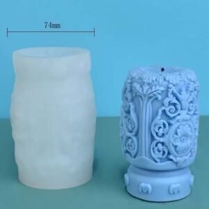 Embossed Floral Cylindrical Silicone Candle Mold
