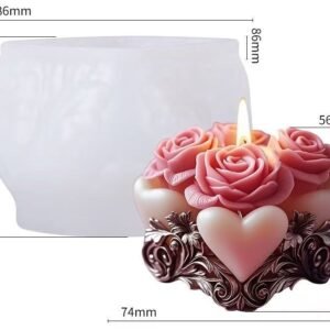 Rose-Heart Cluster 3D Silicone Candle Mold (Pillar Cup)