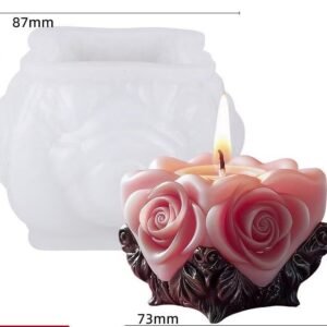 Double-Rose Heart Pillar Silicone Candle Mold (Artisan Pillar)